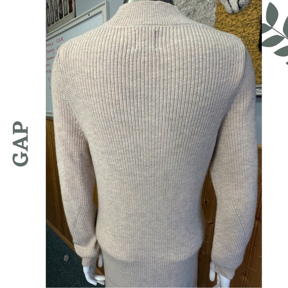 Gap V Neck Sweater Dress Long Sleeve Ribbed Midi Pale Pink Grey Size Extra Small - Picture 9 of 10